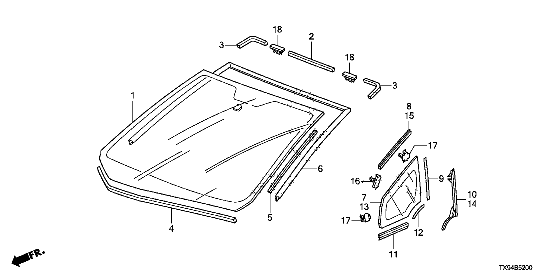 Honda 73111-TX9-A01 Glass Set, Front Windshield (Green) (Nippon Safety)