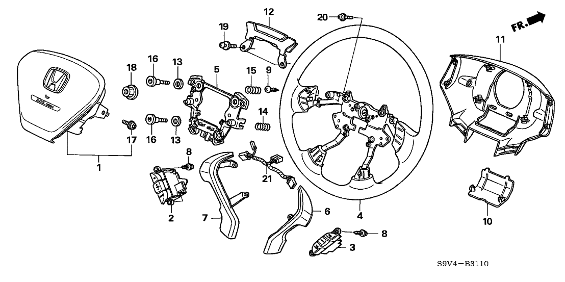 Honda 06770-S9V-A00ZA Airbag Assembly, Driver (Graphite Black)