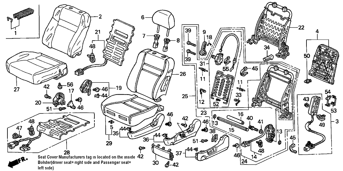 Honda 81129-SDA-A33ZB Cover, FR. Seat-Back *NH361L* (Tachi-S/Setex) (CF GRAY)