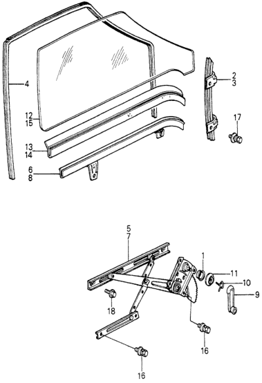 Honda 75321-671-010 Holder, L. FR. Door Glass