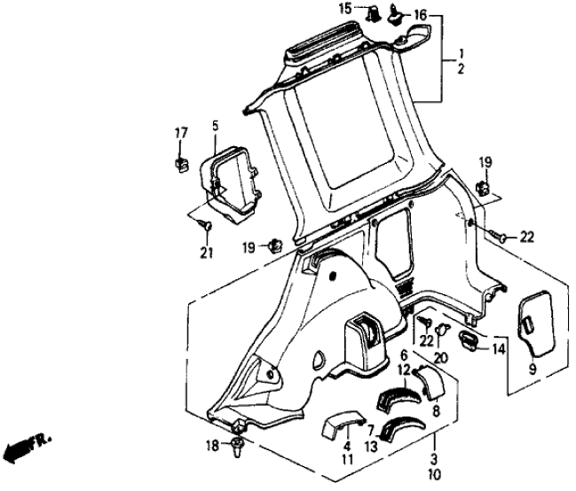 Honda 83825-SB6-000 Cover, R. RR. Side Lining