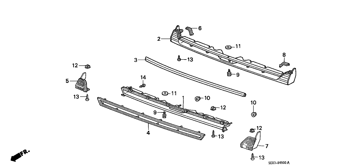 Honda 75205-SE0-003 Garnish, L. FR. Grille End