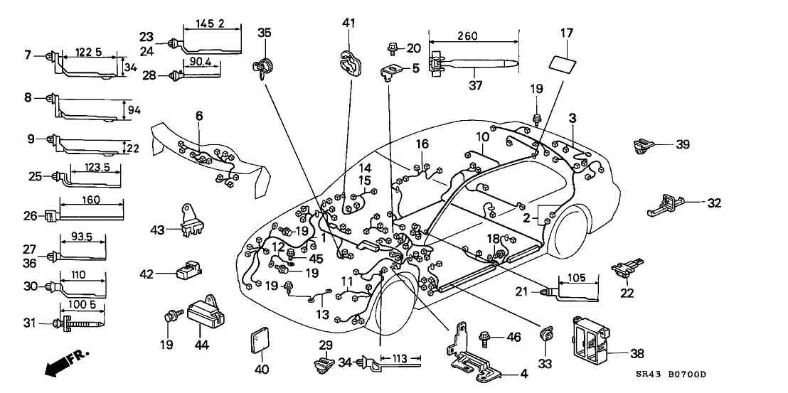 Honda 32755-SR4-900 Wire Harness, RR. Door