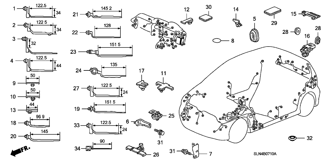 Honda 32749-PWA-000 Stay J, Engine Wire Harness