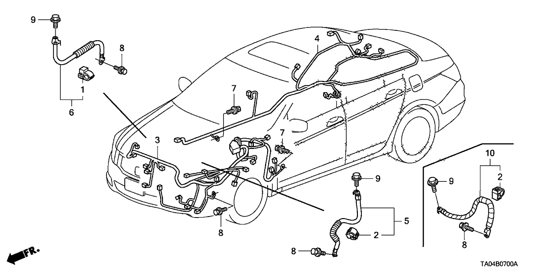 Honda 32140-TA0-A10 Wire Harness, R. Side