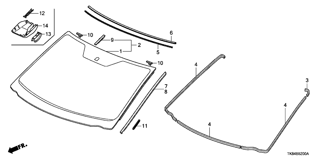 Honda 73111-TK8-A31 Glass Set, Front Windshield (Green) (Pilkington)