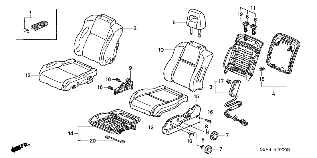 Honda 81526-S9V-A01ZB Frame, L. FR. Seat-Back *NH361L* (CF GRAY)