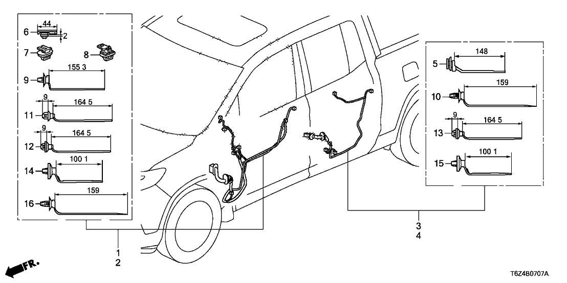 Honda 32754-T6Z-AA0 HARN, L- RR- DR