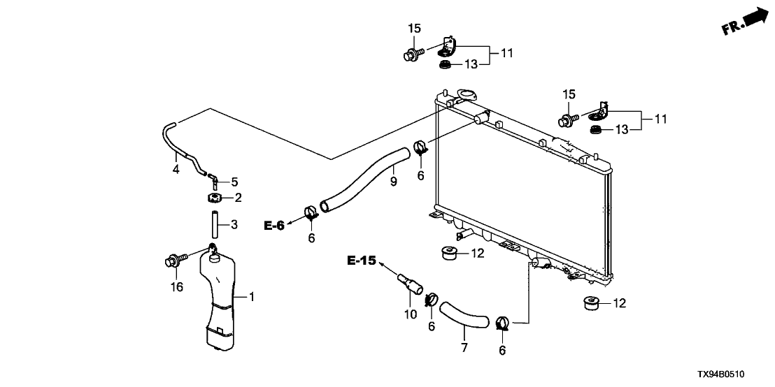 Honda 1J406-RDC-A00 Hose, Radiator Inlet