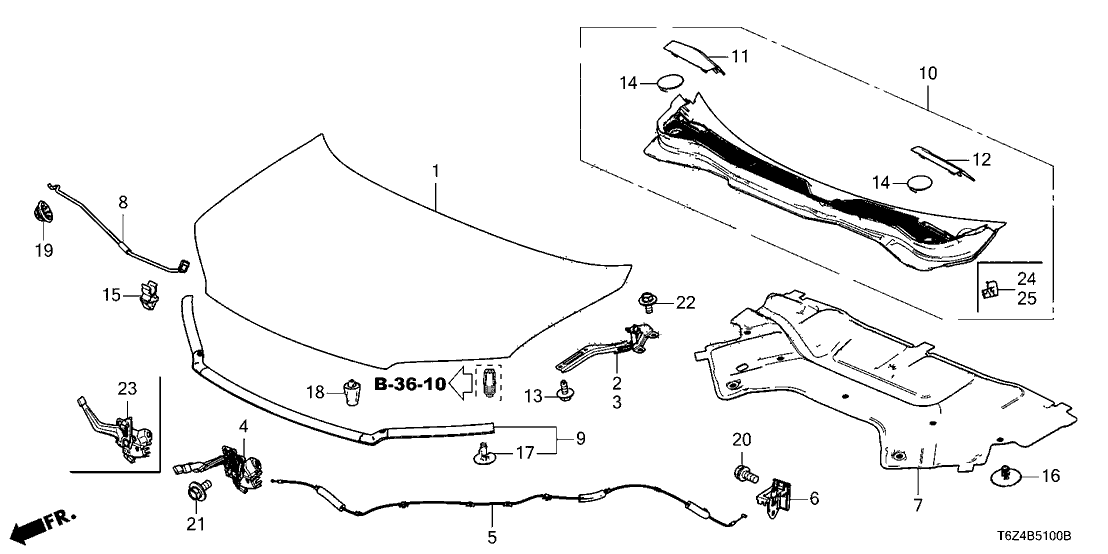 Honda 74200-T6Z-A02 COWL TOP ASSY-, FR