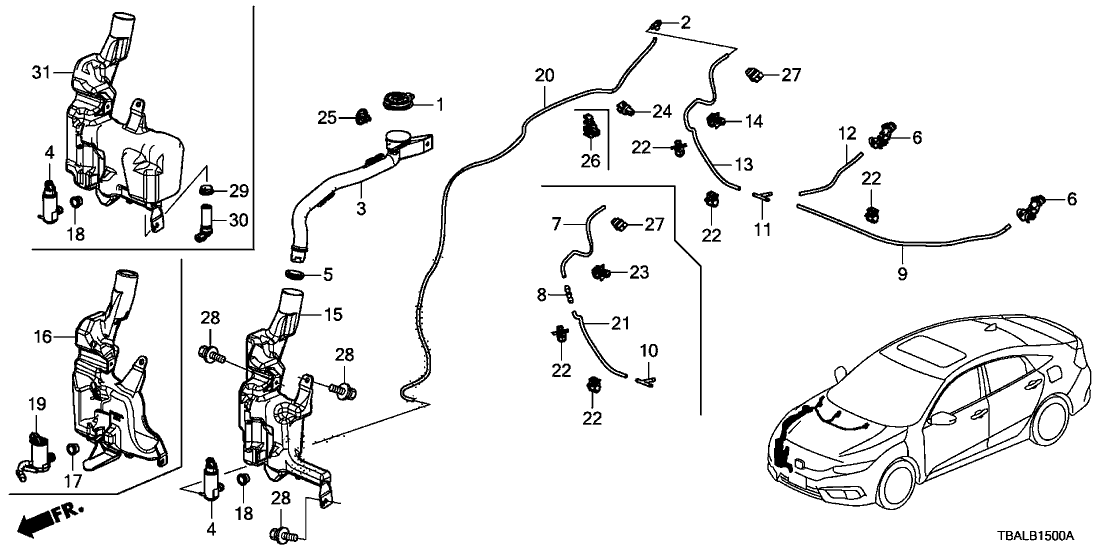 Honda 90652-TAA-003 Clip, Washer Tube (7MM)