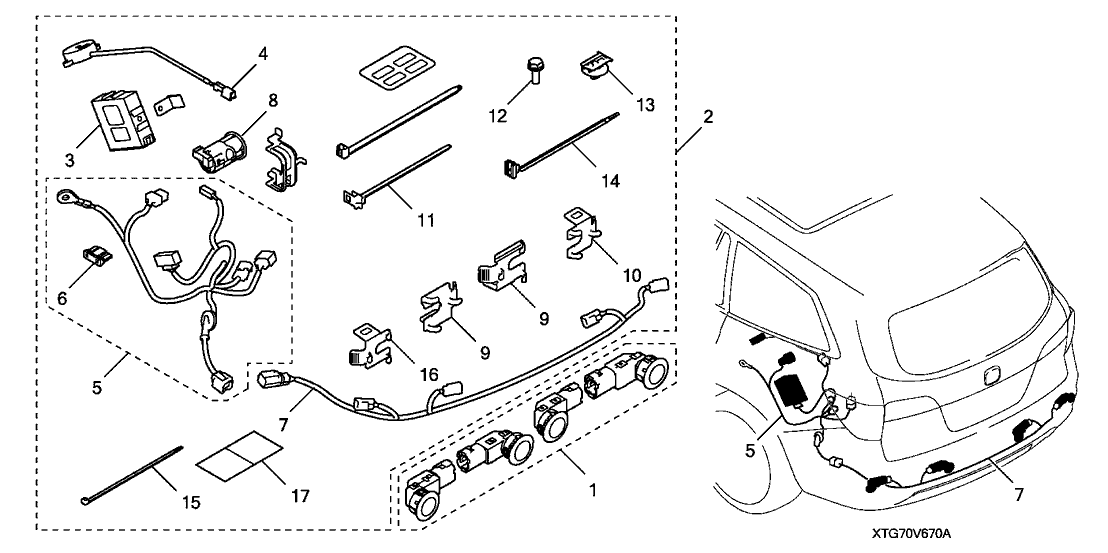 Honda 08V67-TG7-10031 Sub-Harness, Backup-Up Sensor