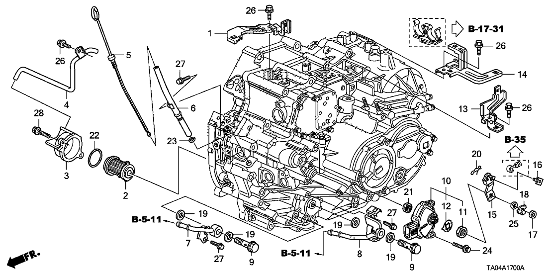 25910-RDH-000 - Genuine Honda Pipe A (ATf)