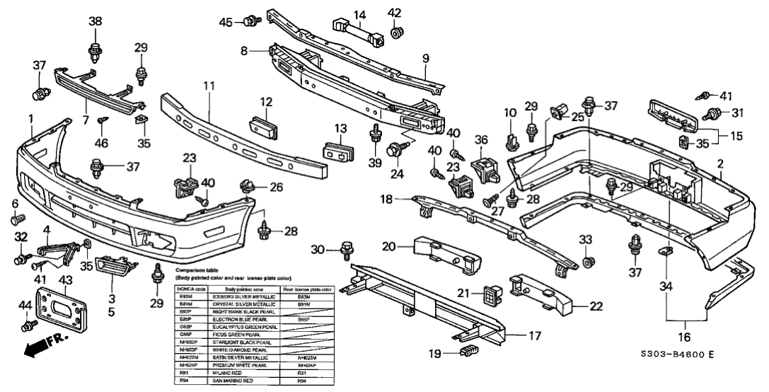 Honda 71530-S30-A00 Beam, RR. Bumper