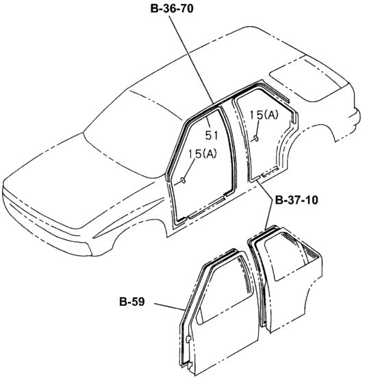 Honda 8-94476-888-5 Weatherstrip, R. FR. Door (Gray)