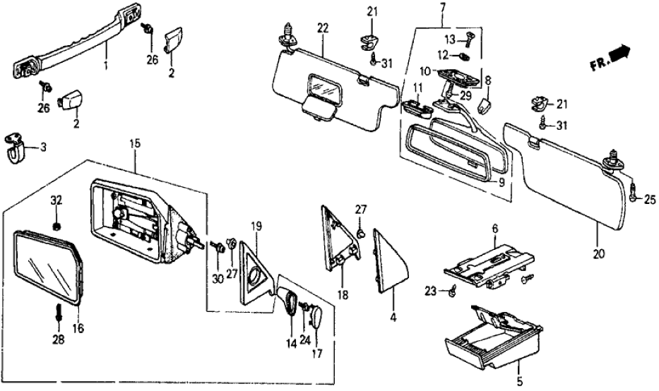 Honda 88210-SD9-661ZA Sunvisor Assembly, Passenger Side (Warm White)