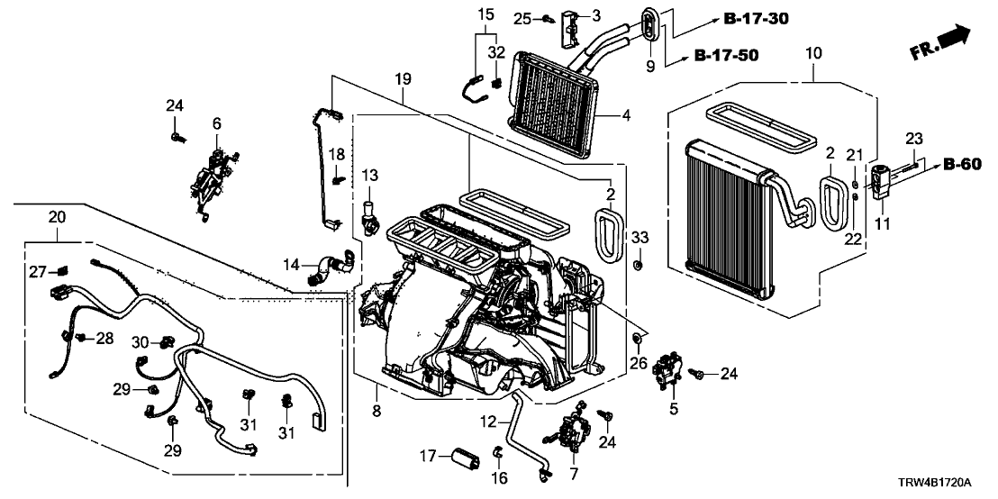 Honda 80211-TRT-A41 Set, Evaporator Complete