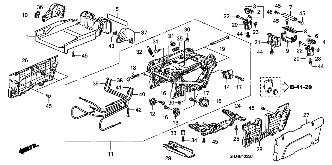 Honda 81991-SHJ-A21 Cable, Center Seat (A)