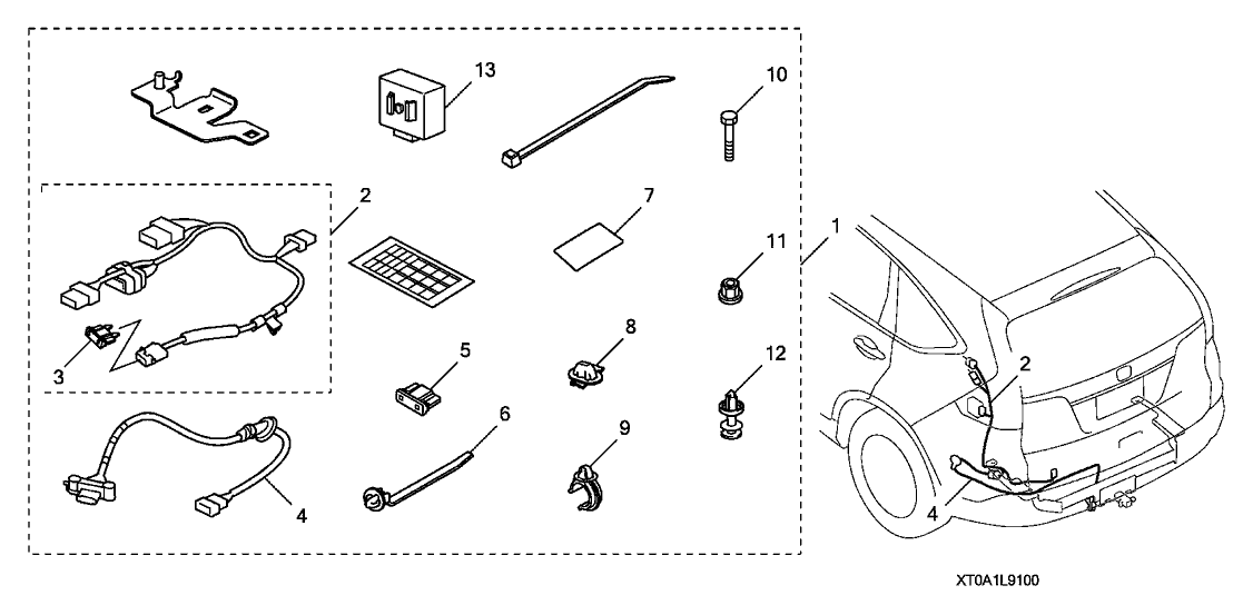 Honda 08L91-T0A-10031 Harness, Trailer Socket