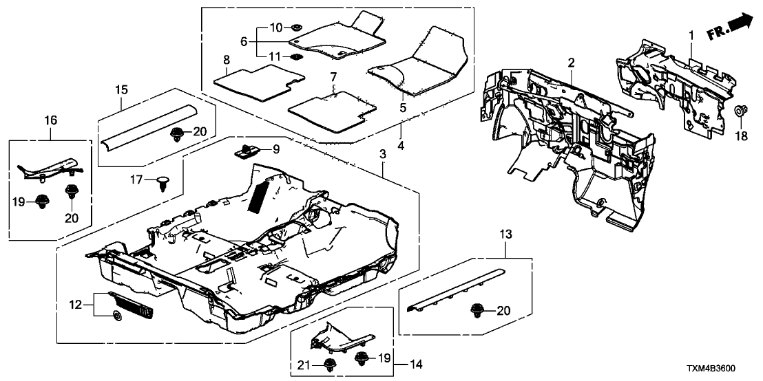 Honda 83602-TXM-A01ZA FLOOR MAT L*NH900L*