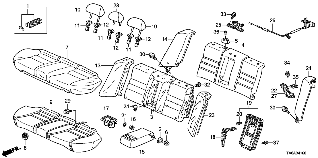 Honda 82127-TA6-A01 Pad & Frame, Rear Seat-Back