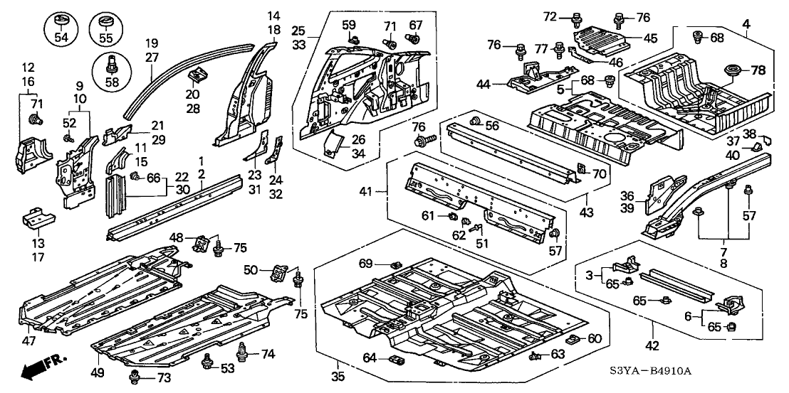 Honda 90309-S3Y-900 Nut, Middle Crossmember