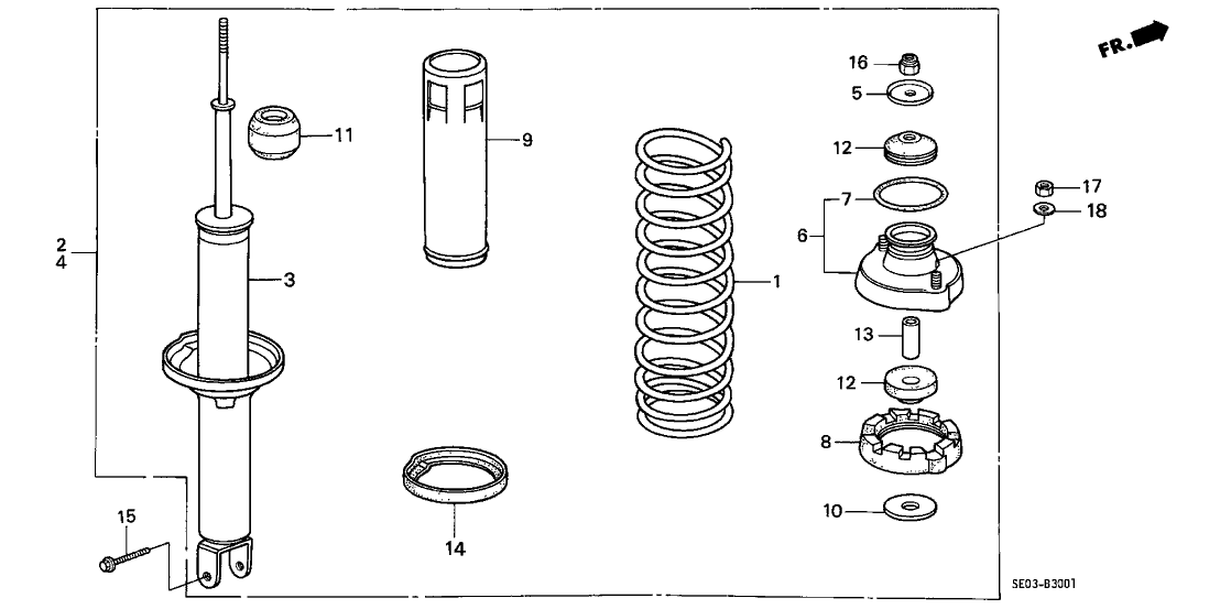 Honda 52611-SE0-003 Shock Absorber Unit, Rear