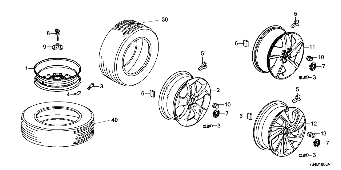 Honda 42700-T7W-A70 Wheel, Disk Al 17X7