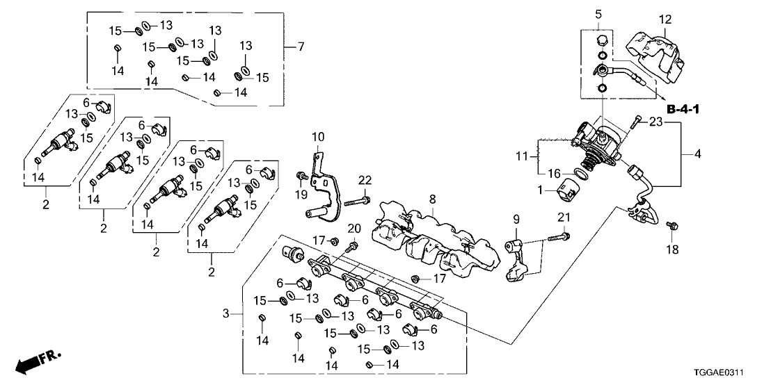 Honda 16010-5BF-305 Injector Set, Fuel