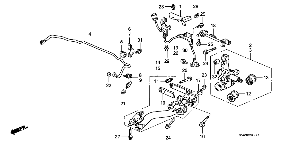 Honda 42518-S5A-000 Clamp, L. RR. Wire Harness (A)