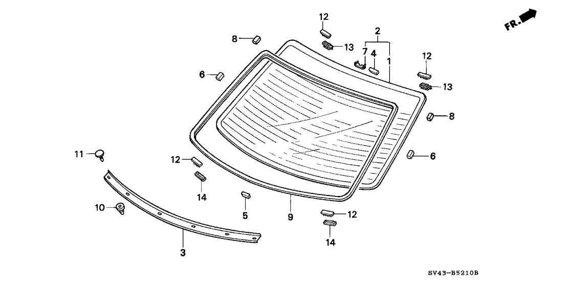 Honda 73250-SV4-003 Molding, RR. Windshield