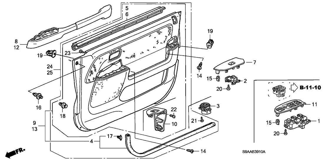 Honda 83580-SCA-G91ZA Armrest Assembly, Left Front Door (Graphite Black)