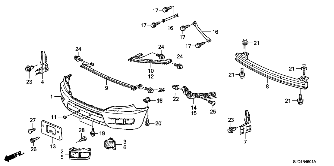 Honda 71148-SJC-A01ZZ Beam, L. FR. Bumper Corner (Upper)