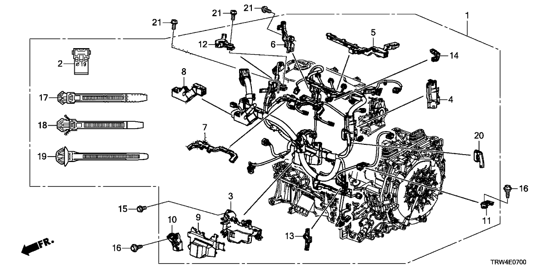 Honda 32126-5R0-000 Holder, Engine Harness Injector