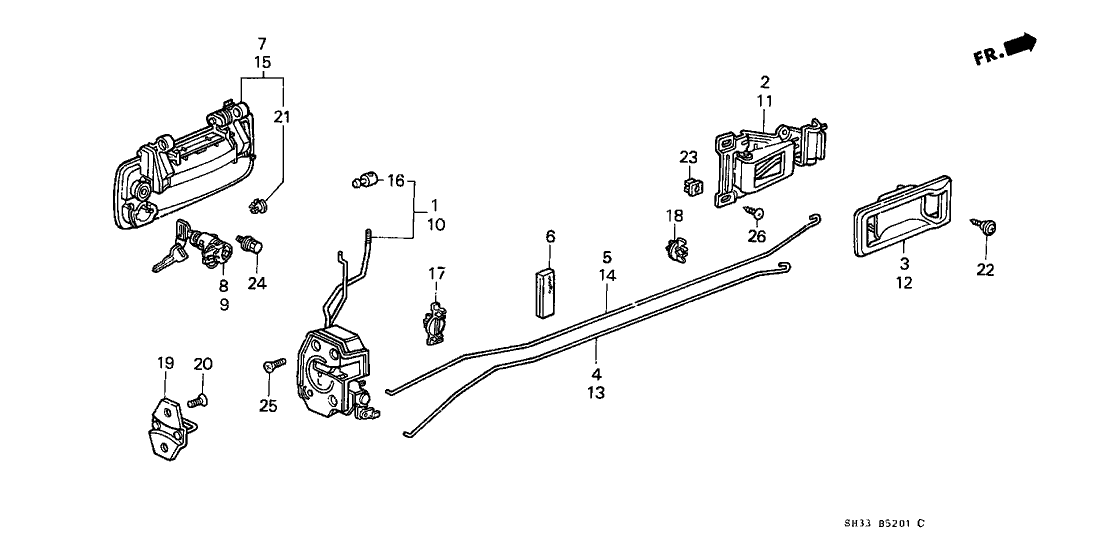 Honda 72171-SH3-A01 Rod, L. Inside Handle (Mitsui)