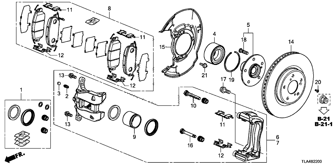 Honda 01463-TX4-A01 Caliper Set, FR.