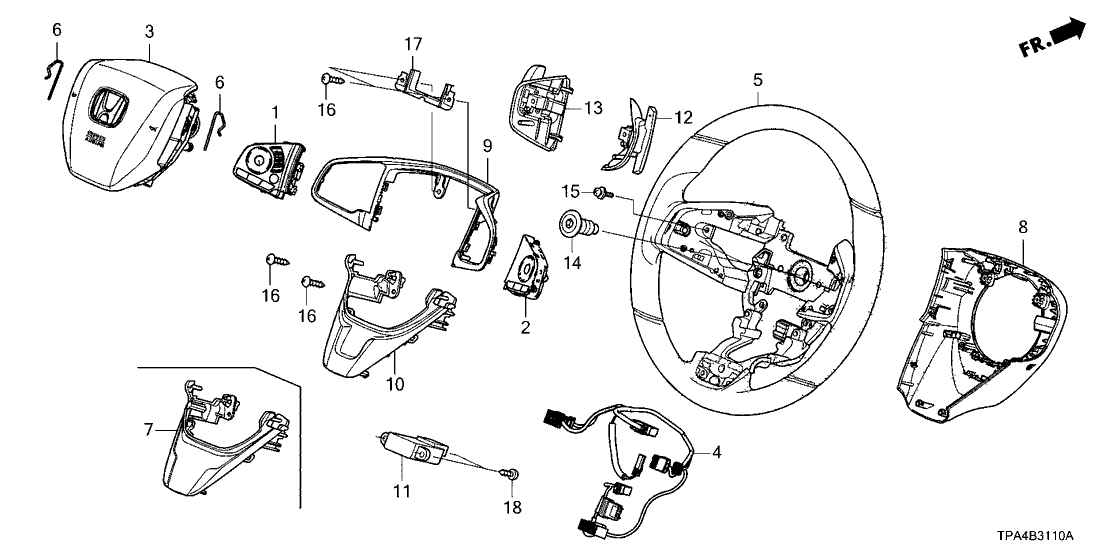 Honda 77901-TLA-R20 SUB-WIRE, CABLE REEL