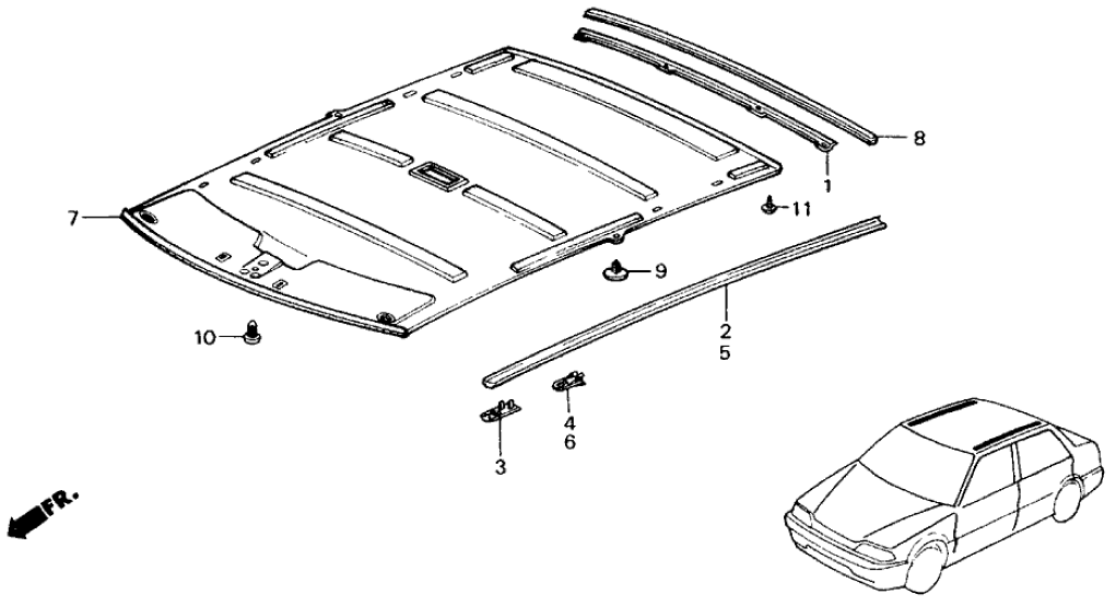 Honda 74316-SH4-010 Molding Assy., L. Roof