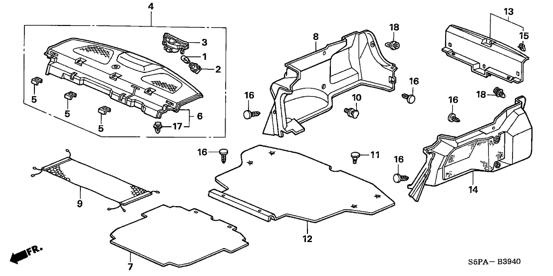 Honda 84505-S5P-A01ZA Tray, RR. *NH167L* (GRAPHITE BLACK)