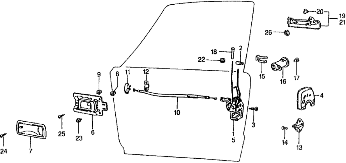 Honda 75525-659-010 Cable, FR. Inside Handle