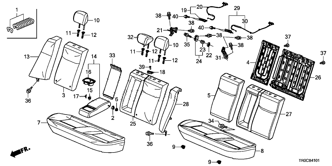 Honda 82940-TR6-A61ZG Headrest Assy., RR. Center *NH585L* (MONO GRAY)