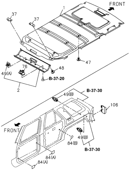 Honda 8-94376-818-3 Lining, RR. Roof (Gray)