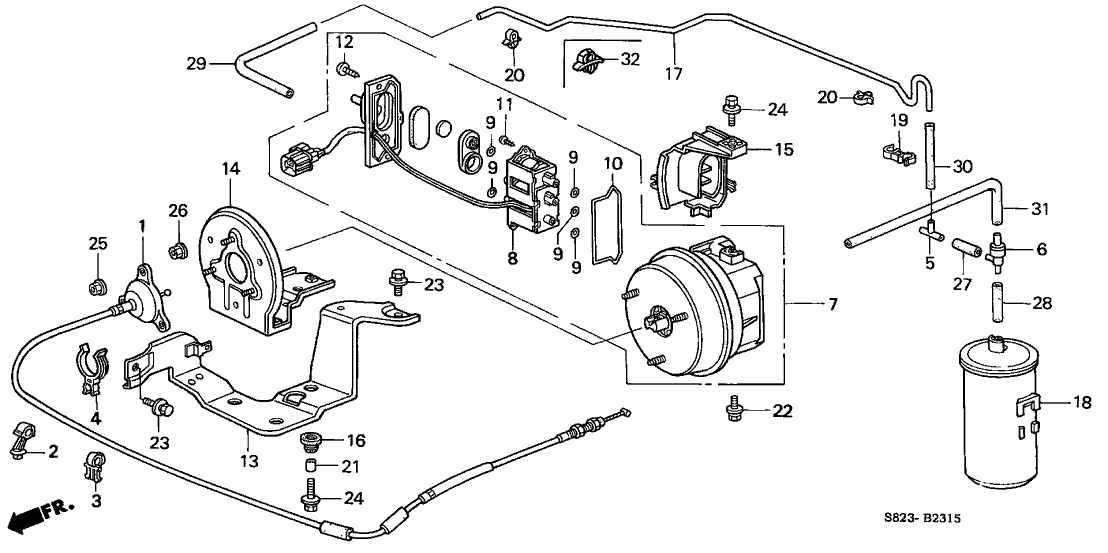 Honda 36627-P8C-A01 Clamp, Vacuum Pipe