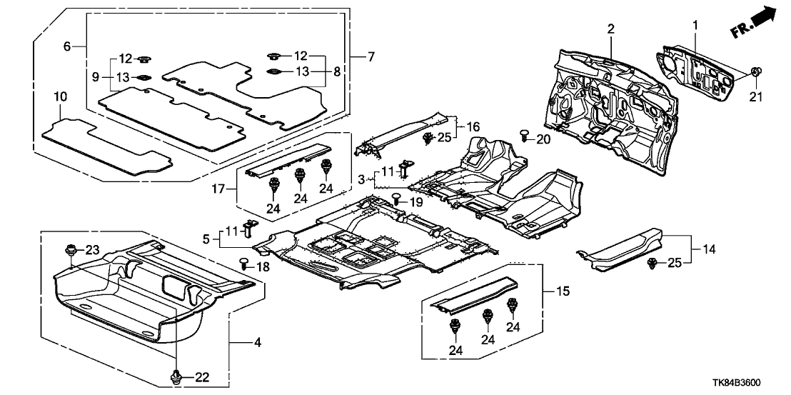 Honda 83651-TL2-A01ZE Grommet A, Floor Mat *NH597L* (DARK ATLAS GRAY)