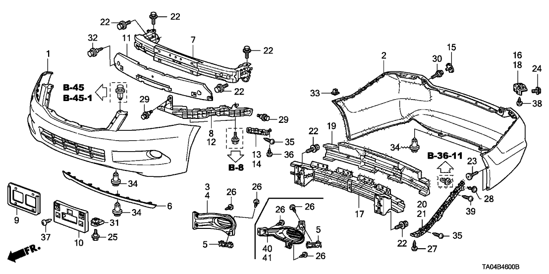 Honda 71140-TA0-J00 Beam, R. FR. Bumper (Upper)