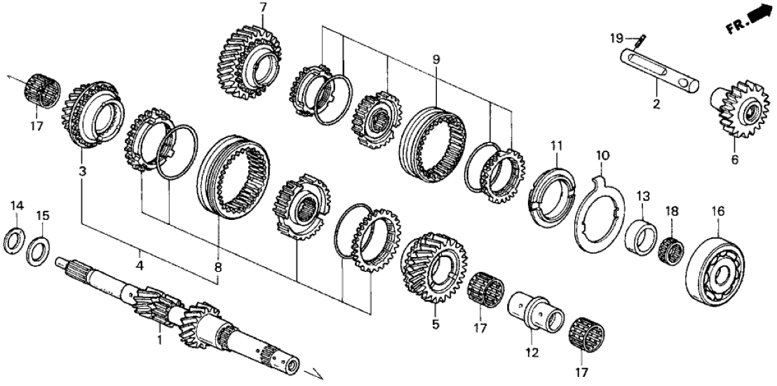 Honda 23261-PS1-505 Shaft, Reverse Idle Gear