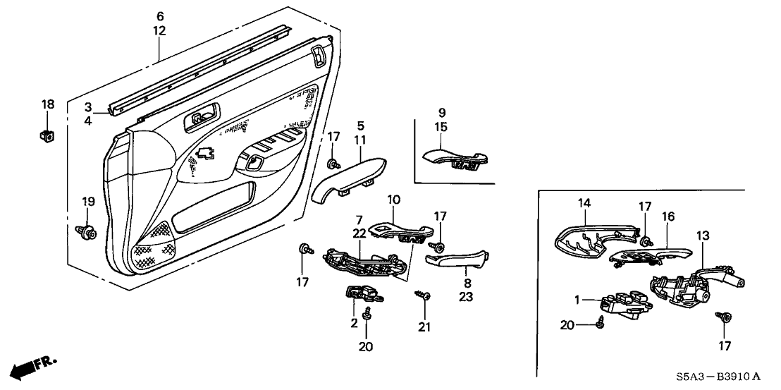 Honda 83533-S5A-A62ZE Lining, R. FR. Door *YR239L* (KI IVORY)