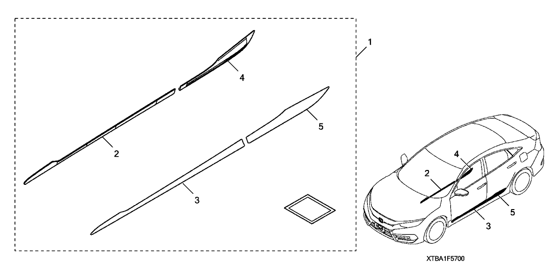 Honda 08F57-TBA-10004 Garnish Assy., L. RR.