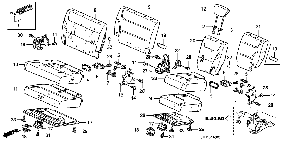 Honda 82131-SHJ-A22ZA Cover, Right Rear Seat Cushion Trim (Olive)