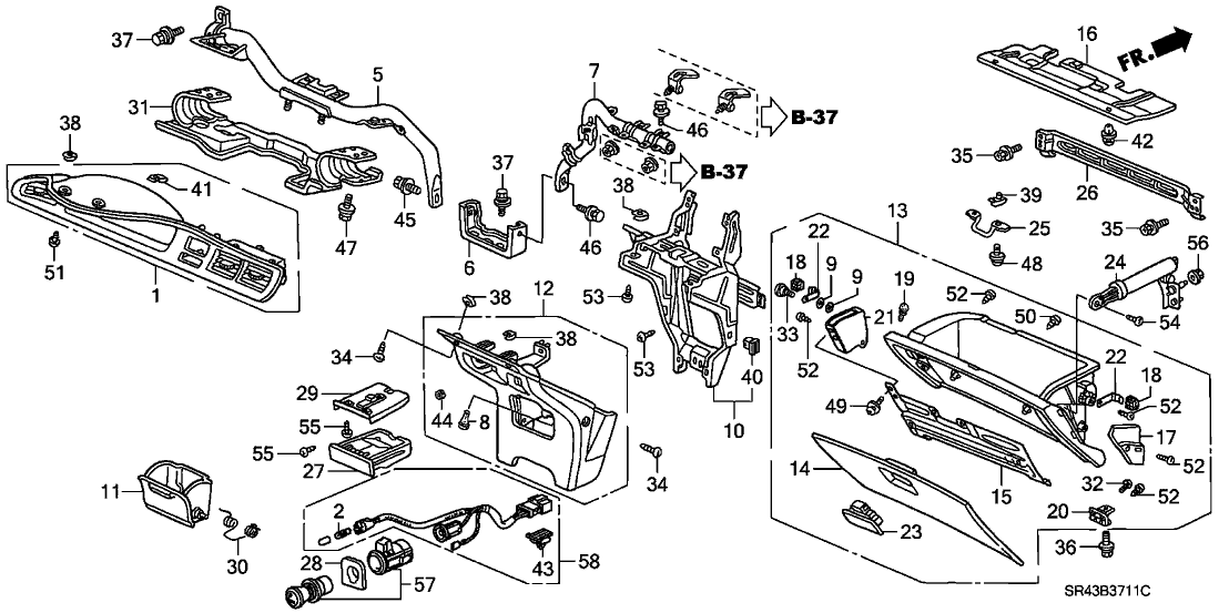 Honda 77500-SR8-A95ZB Box Assembly, Glove (Excel Charcoal)